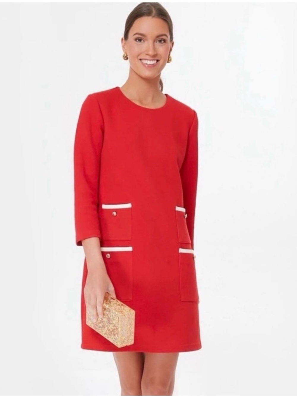 Tuckernuck Mod Dress 3/4 Sleeve Shift
Dress, Red Size M w/ Contrast-Trim